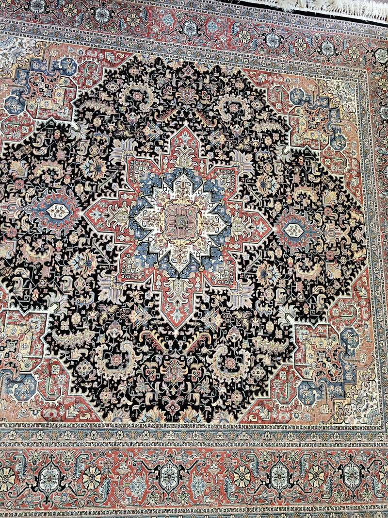 Hakamanesh Kakh Persian Black Red Rug