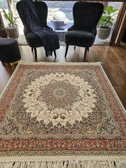 Hakamanesh Aria Persian Cream Rose Rug