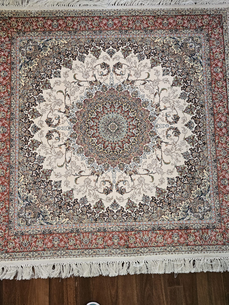 Hakamanesh Aria Persian Cream Rose Rug