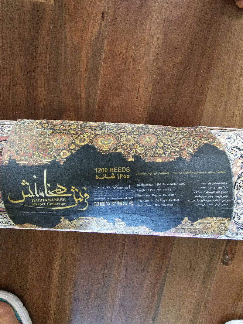 Hakamanesh Aria Persian Cream Rose Rug