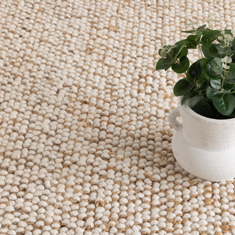 Natural weave Plain Border Cream Beige Rug
