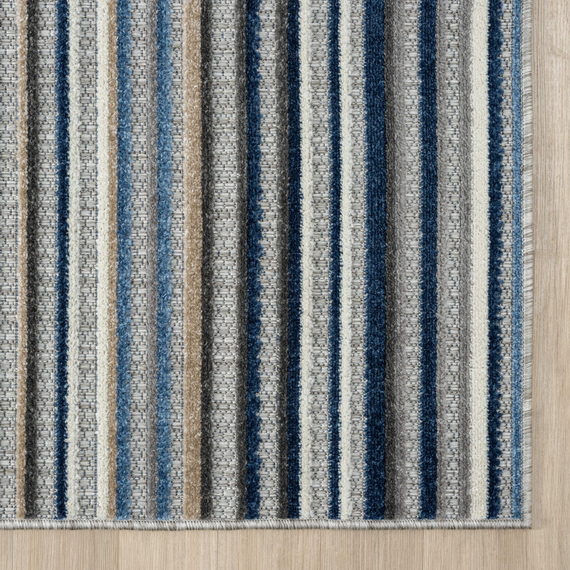 Fascination Line Grey Blue Runner Rug