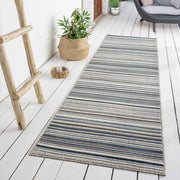 Fascination Line Grey Blue Runner Rug