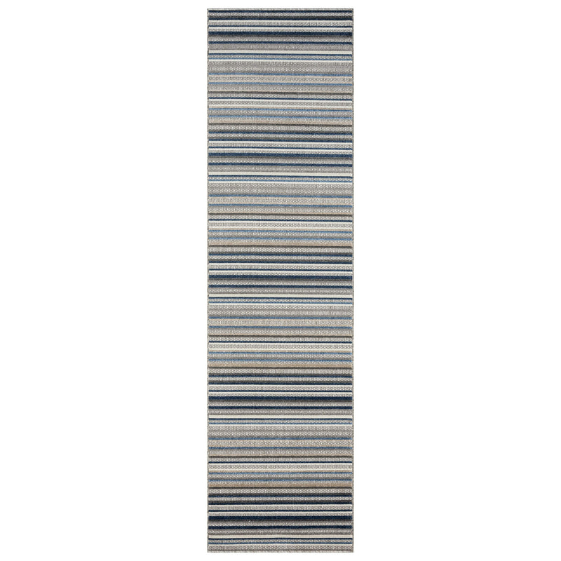 Fascination Line Grey Blue Runner Rug