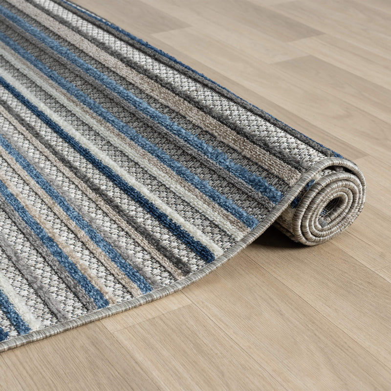Fascination Line Grey Blue Rug