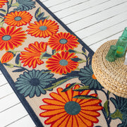 Fascination Flower Red Blue Rug