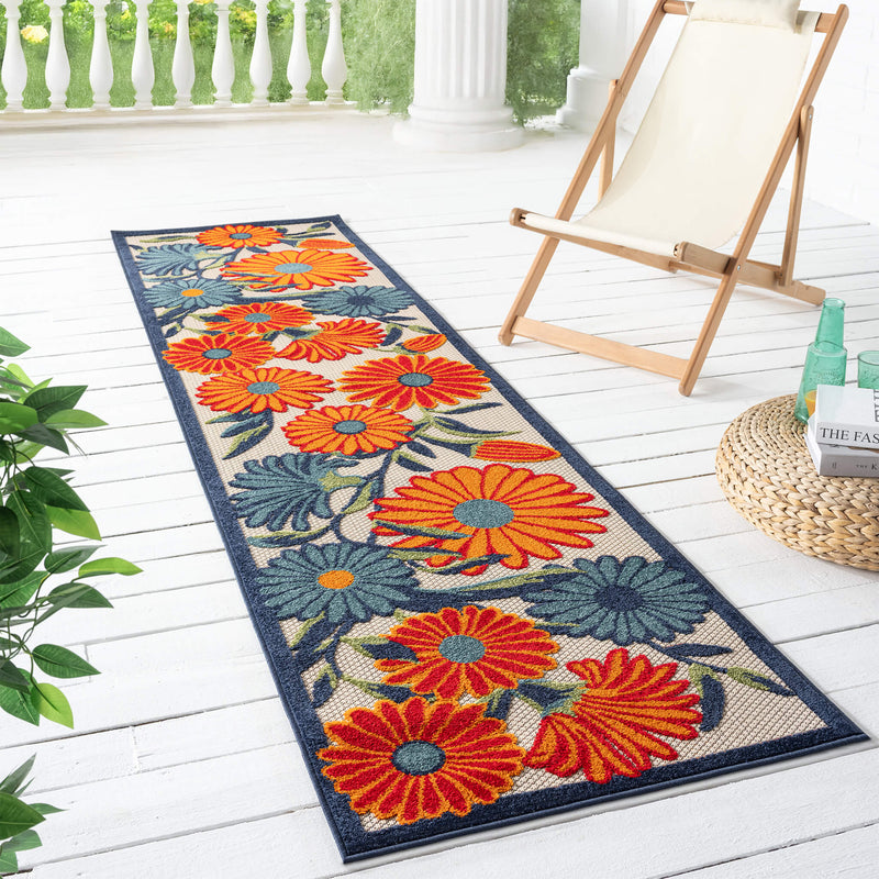 Fascination Flower Red Blue Rug