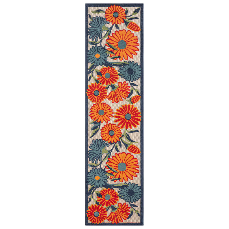 Fascination Flower Red Blue Rug