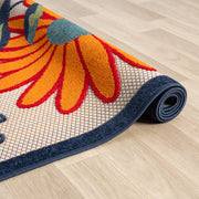 Fascination Flower Red Blue Rug