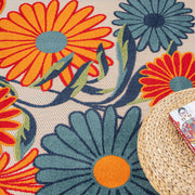 Fascination Flower Red Blue Rug