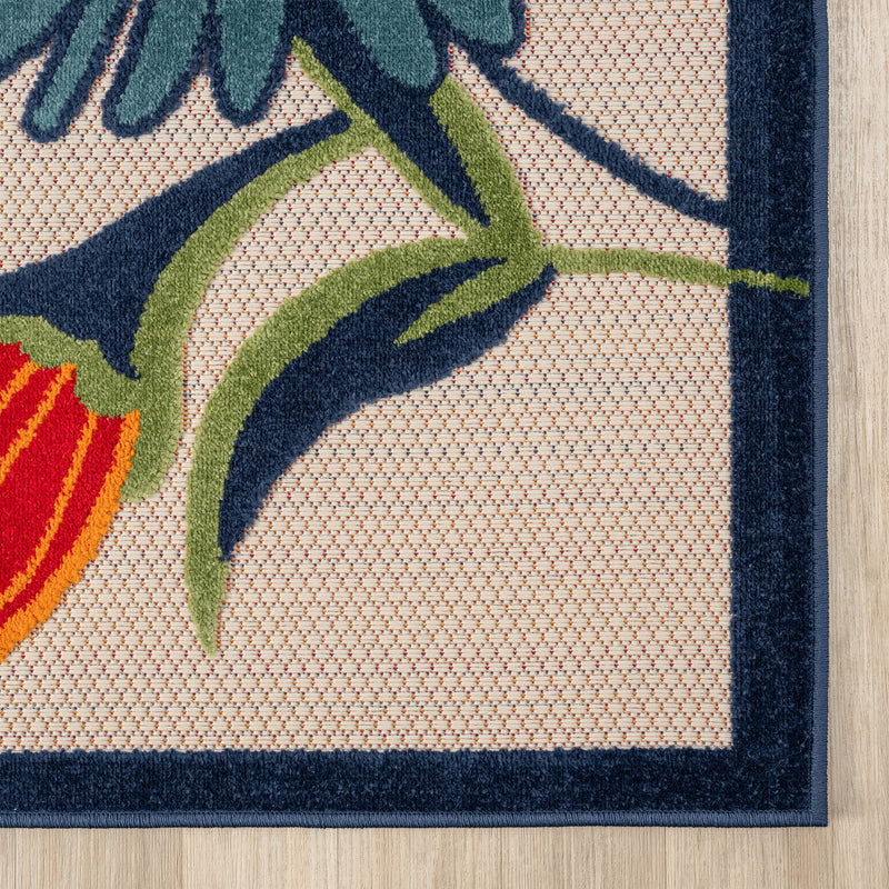 Fascination Flower Red Blue Rug
