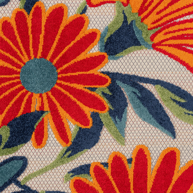 Fascination Flower Red Blue Rug