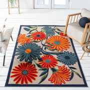 Fascination Flower Red Blue Rug