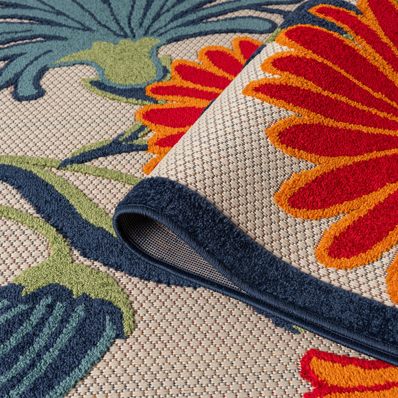 Fascination Flower Red Blue Rug