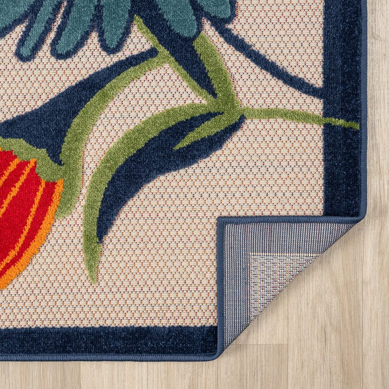 Fascination Flower Red Blue Rug
