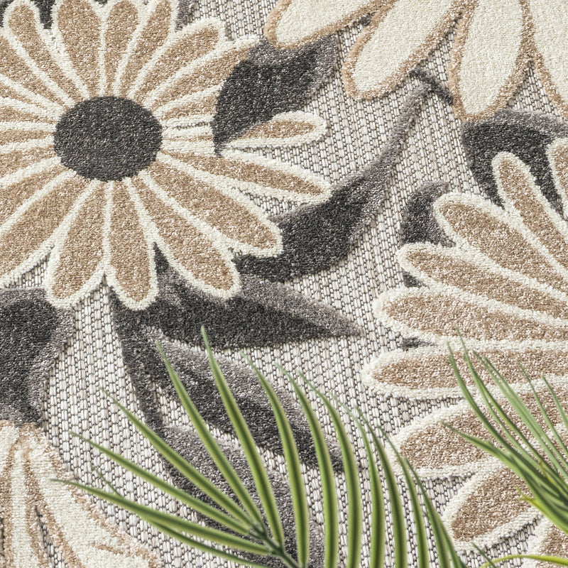 Fascination Flower Silver Round Rug