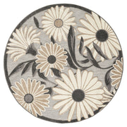 Fascination Flower Silver Round Rug