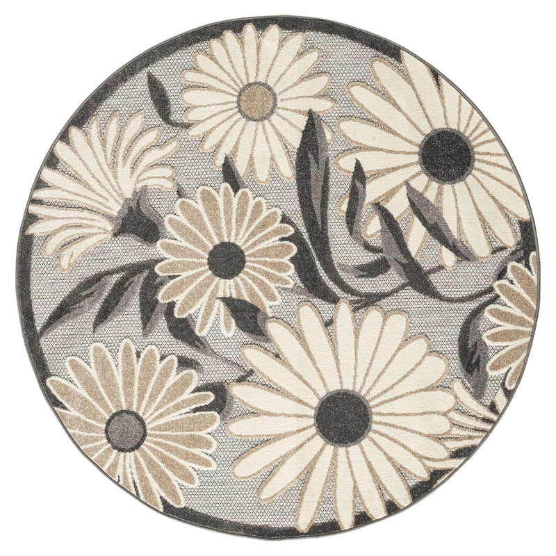 Fascination Flower Silver Round Rug