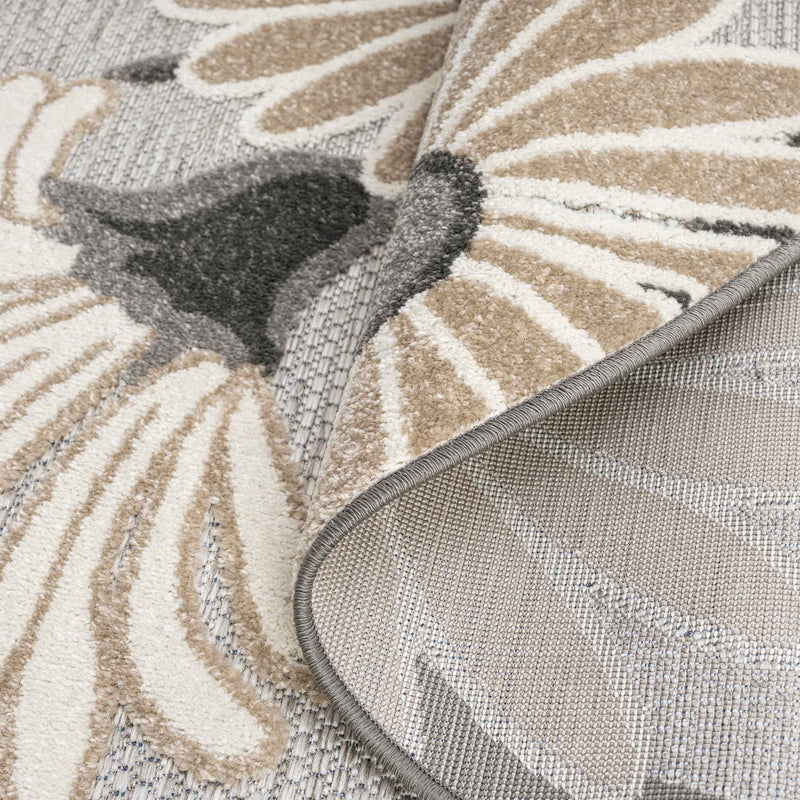 Fascination Flower Silver Round Rug