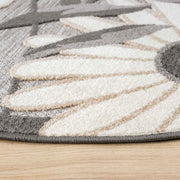 Fascination Flower Silver Round Rug