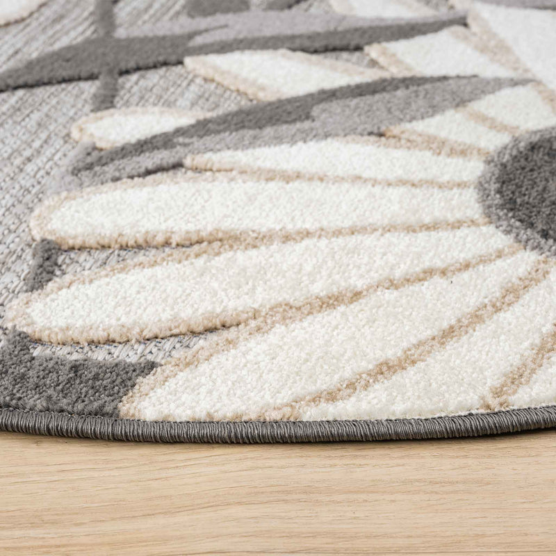 Fascination Flower Silver Round Rug