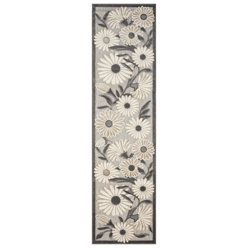 Fascination Flower Silver Runner Rug