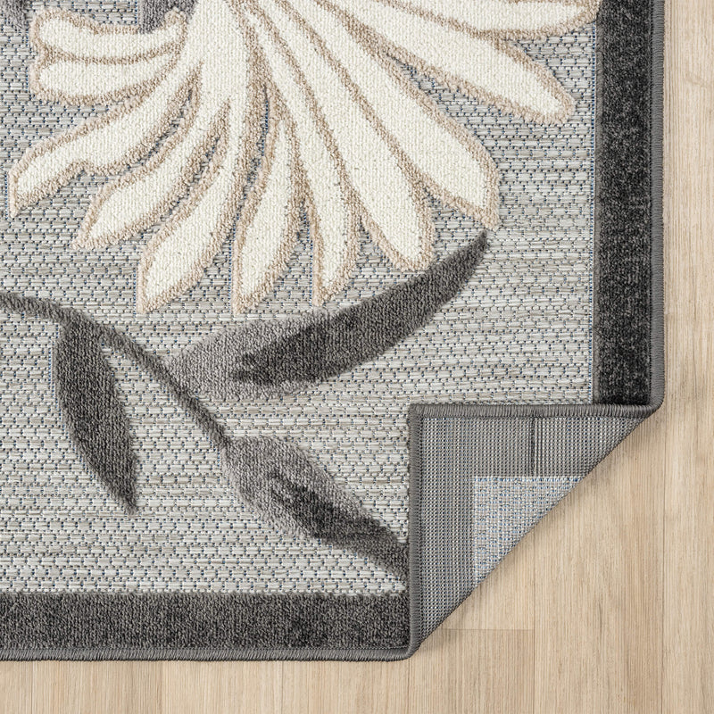 Fascination Flower Silver Runner Rug