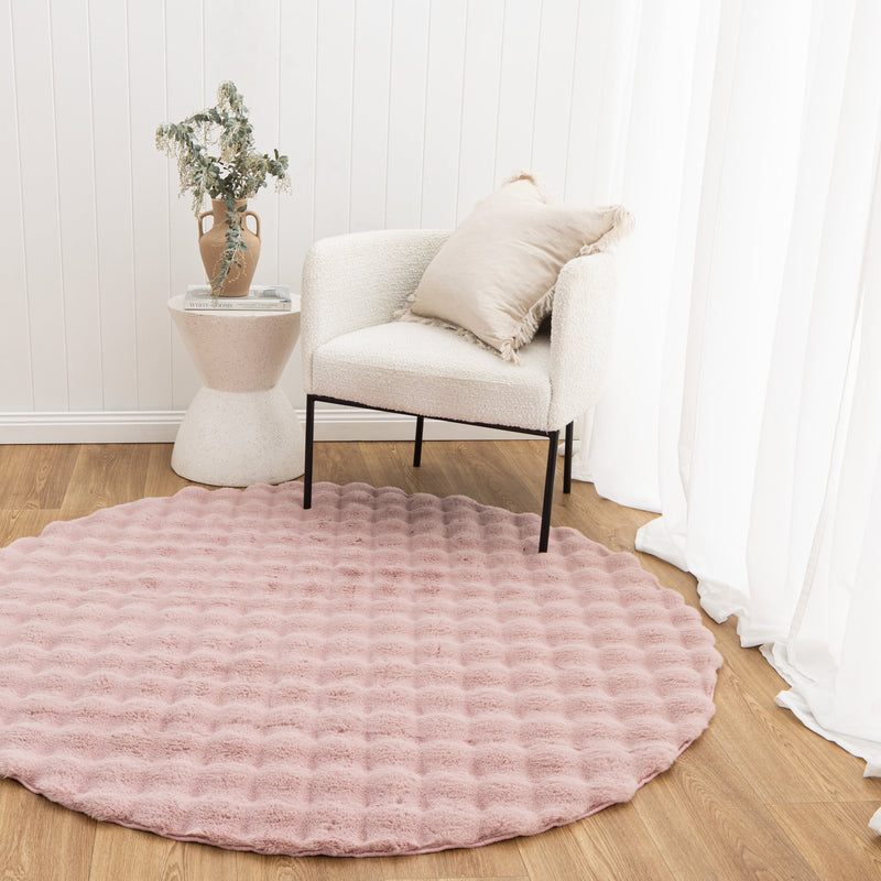Clarity Washable Rose Pink Round Rug