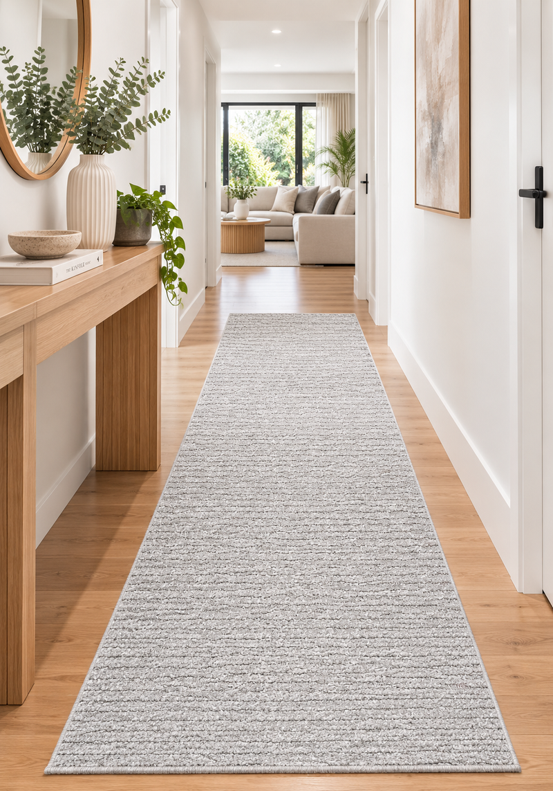 Relief Angelite Grey Runner Rug