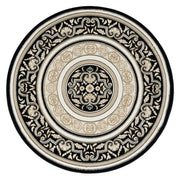 Royal King Black Cream Round Rug