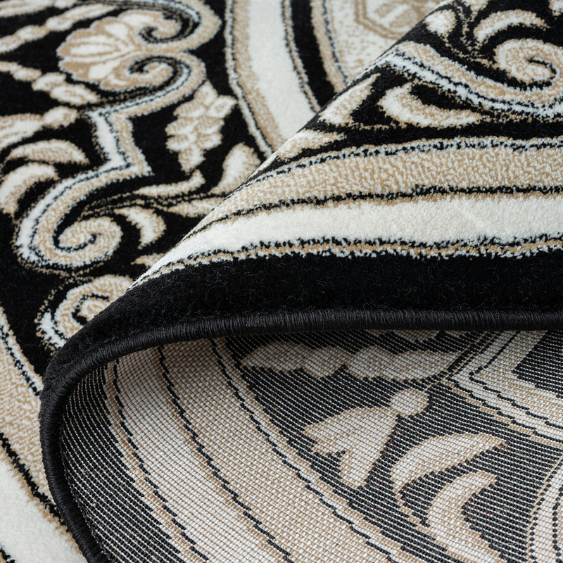 Royal King Black Cream Round Rug