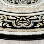 Royal King Black Cream Round Rug
