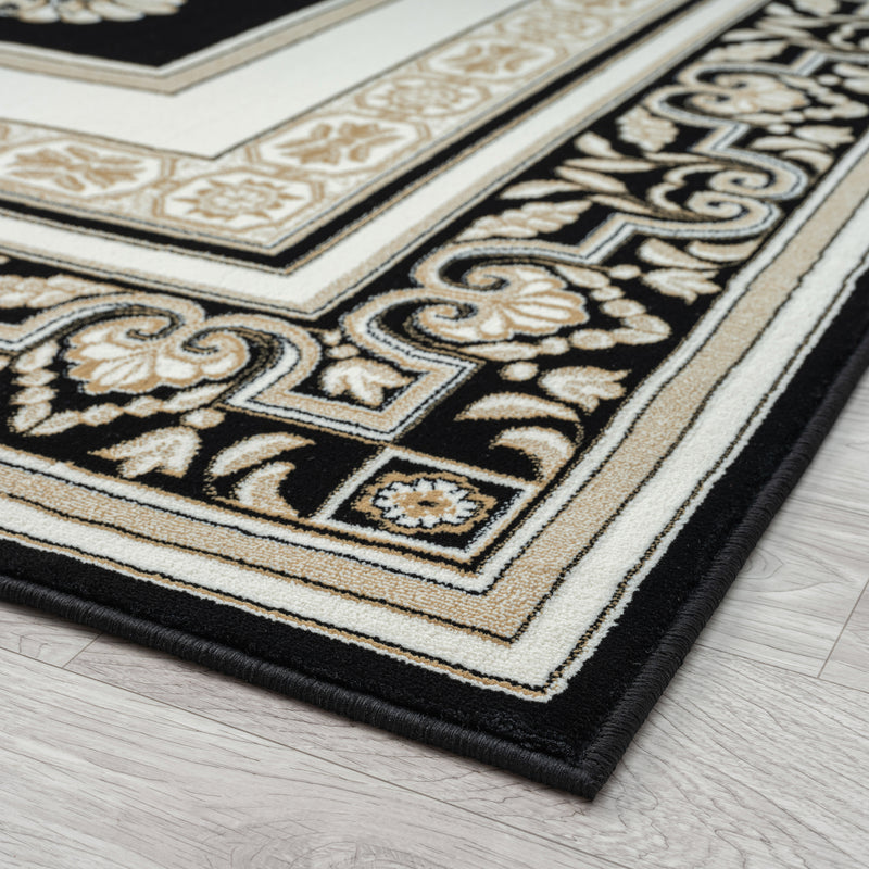 Royal King Black Cream Runner Rug