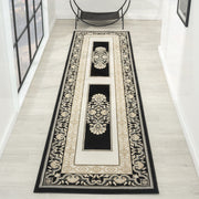 Royal King Black Cream Runner Rug