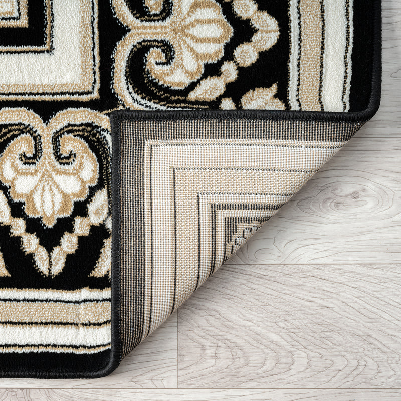 Royal Runner Rug Texture Royal King Black Cream Runner Rug — SydneyRugsOnline