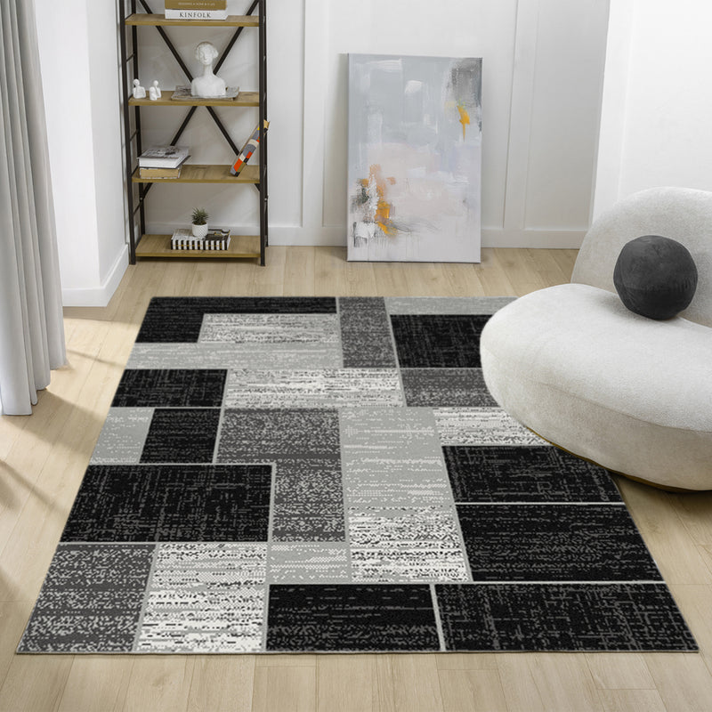 Medori Patch Grey Black Rug