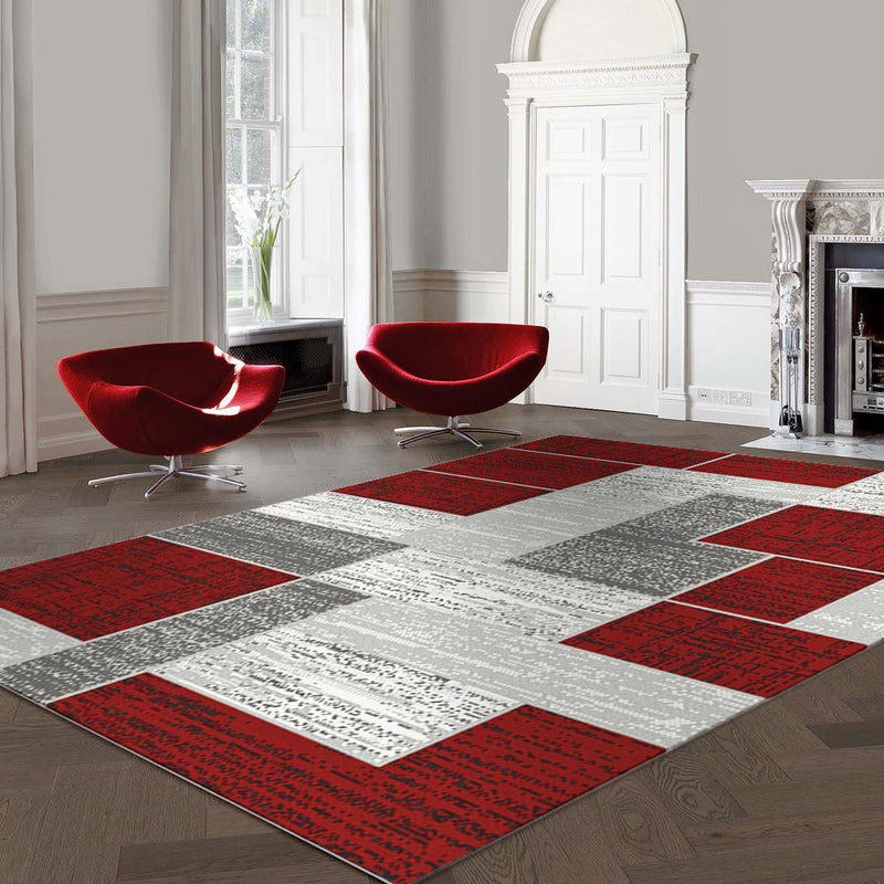 Medori Patch Red Grey Rug