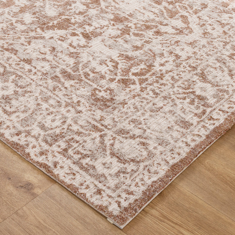 Large Rust Beige Rug Modern Vintage Abstract beige rust rug ultra-soft 7mm polyester pile ...