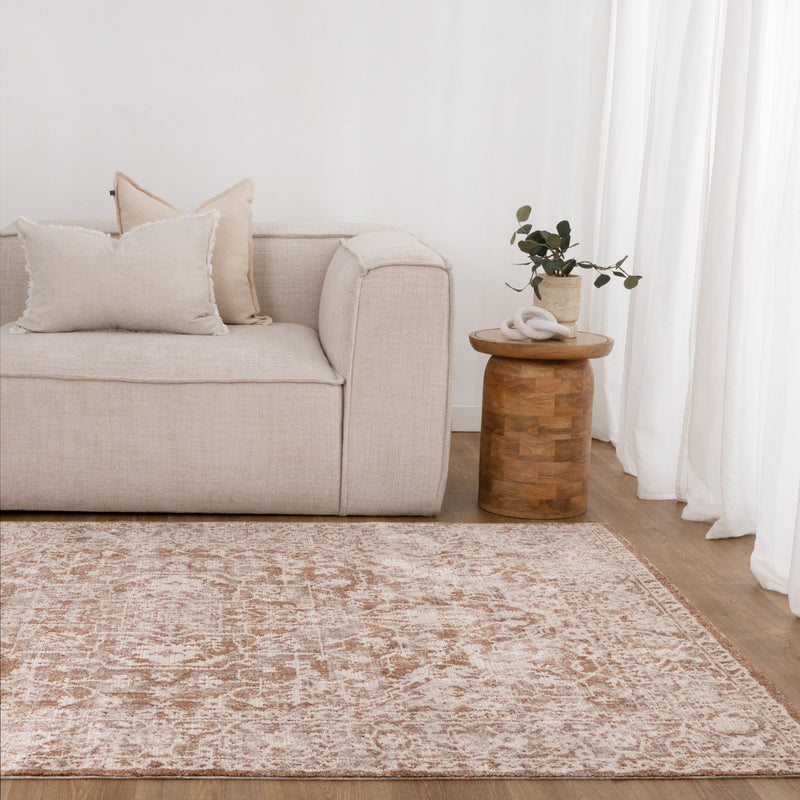 Majestic August Distressed Vintage Beige Rust Rug
