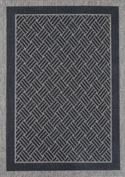 Sisalo Geometric Bordered Grey Charcoal Rug