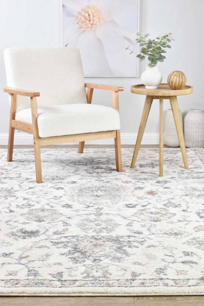 Sophia Pearl Bloom Grey Beige Rug