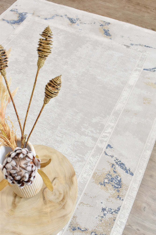 Sultana Border Navy Cream Rug