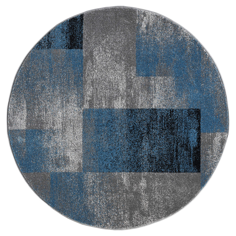 Shale layered Blue Round Rug