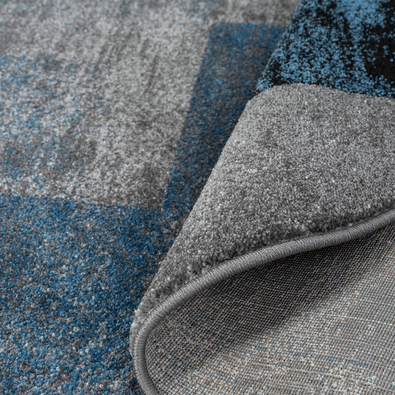 Shale layered Blue Round Rug