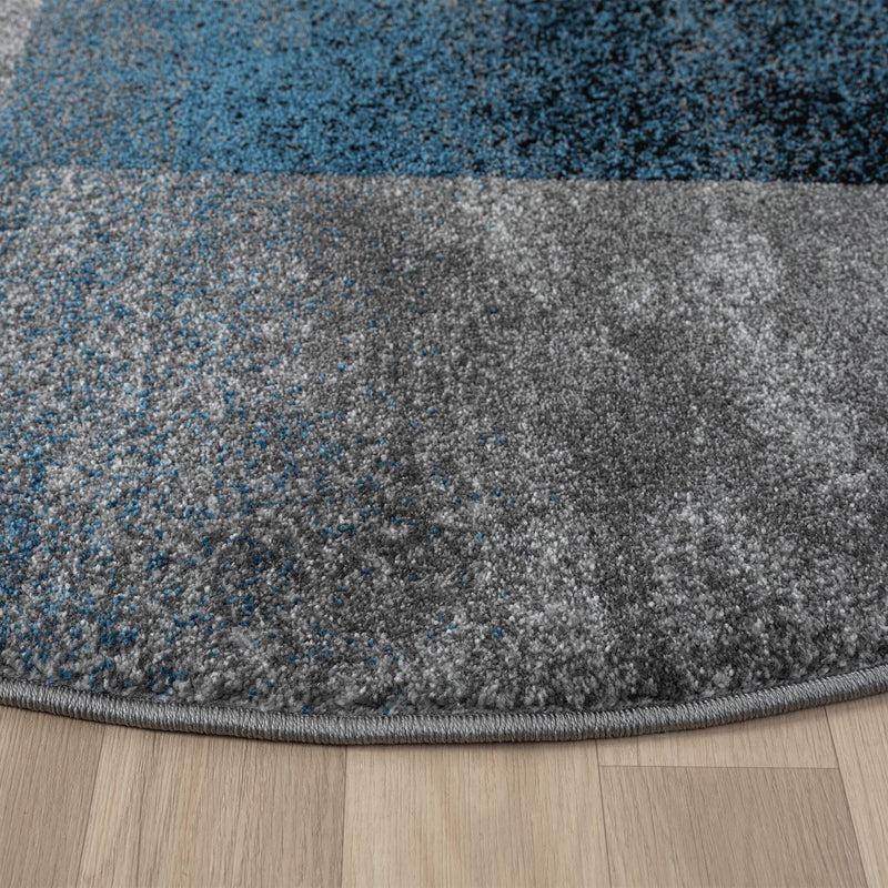 Shale layered Blue Round Rug
