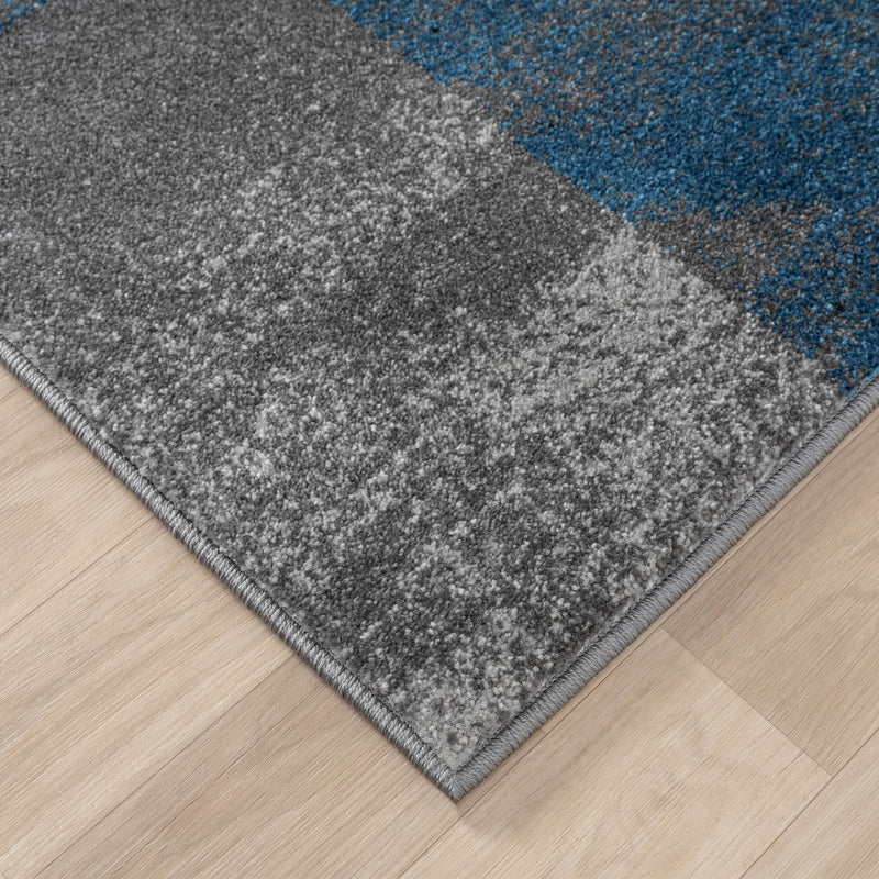 Shale layered Blue Runner Rug