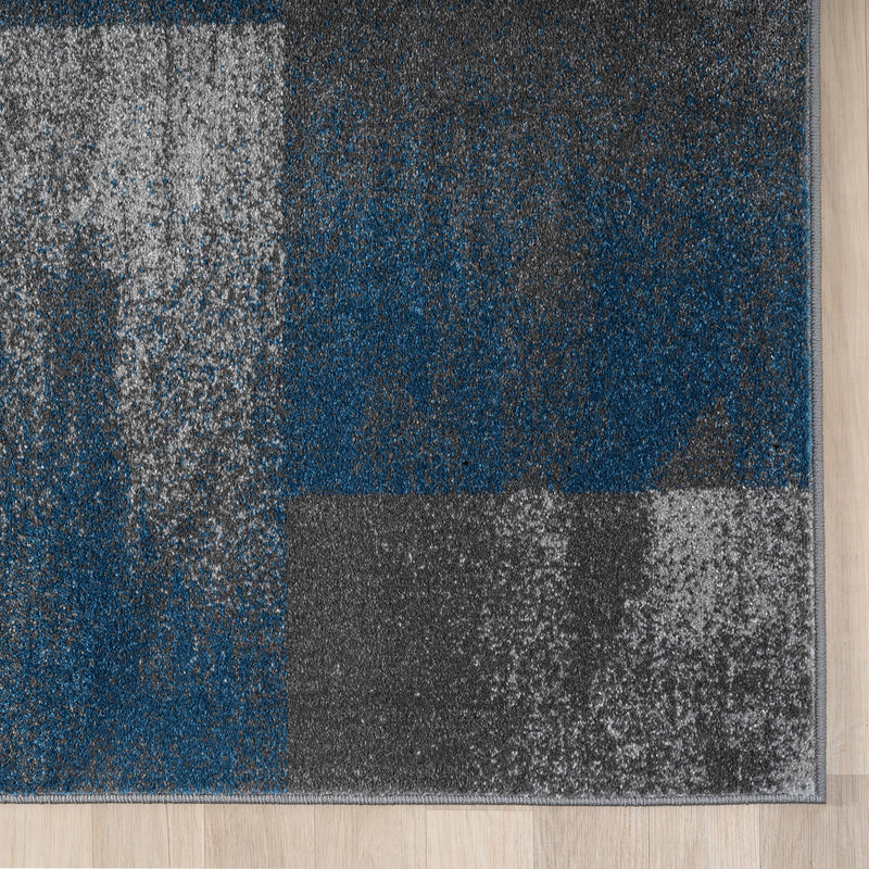 Shale layered Blue Runner Rug