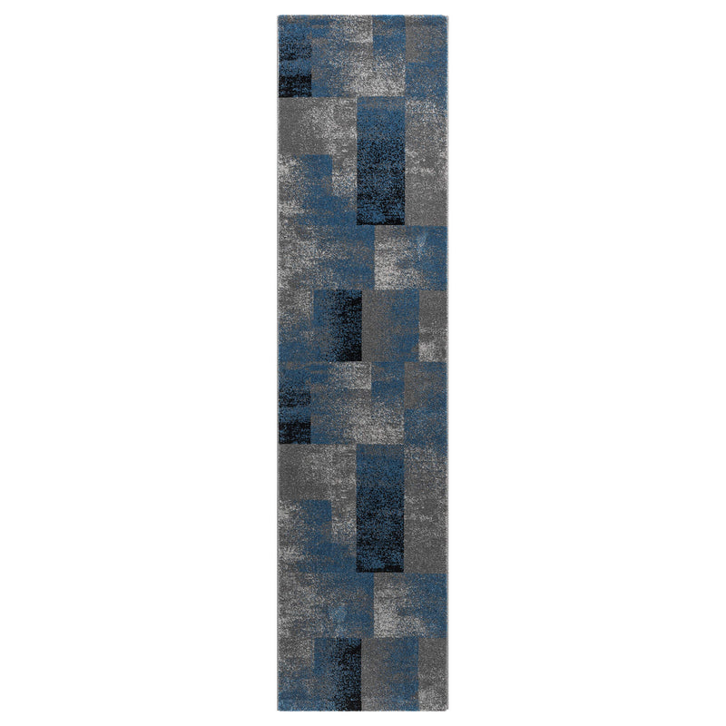 Shale layered Blue Runner Rug