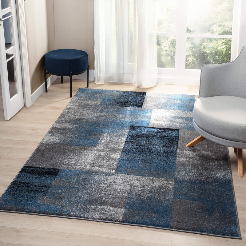 Shale layered Blue Rug