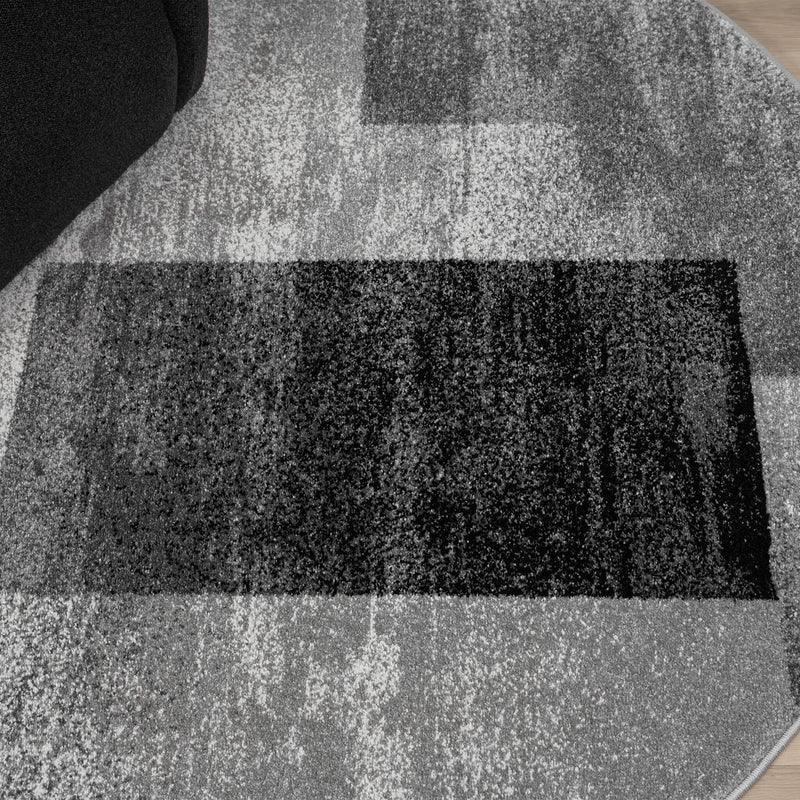 Shale layered Grey Round Rug